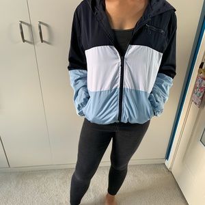 Brandy Melville Rain Slicker Blue Striped Jacket